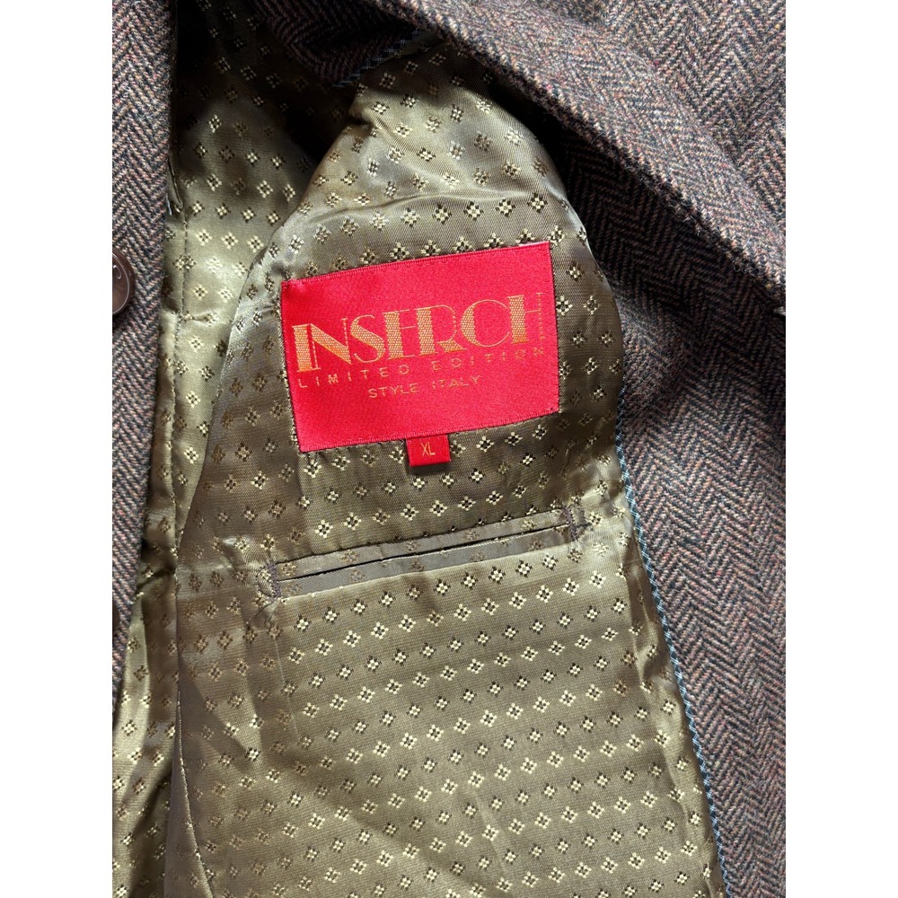 Inserch Limited Edition Mens XL Brown Herringbone Wool Blend Overcoat Jacket 500 - Picture 3 of 12